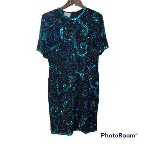 NEW Vintage 80s Sequin Cocktail Party Dress Women’s Size Medium Deadstock